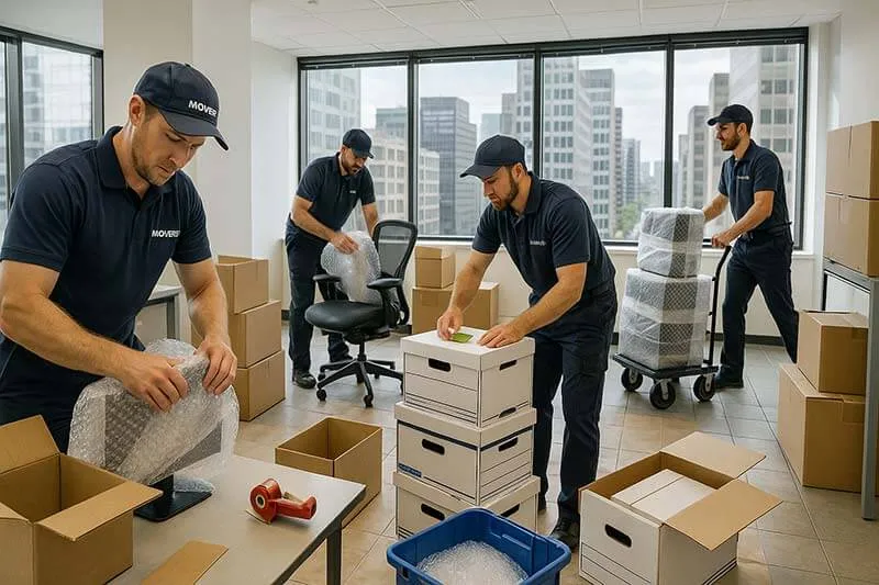 Efficient commercial relocation team managing an office transition in Rancho Santa Fe